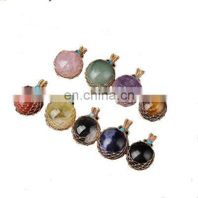 2022 Fashion Jewelry Jewelleries Custom Chain Pendant Round Crystal Natural Stone Jewellery Citrine Pendants