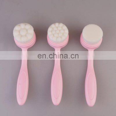 2020 custom long handle pink facial cleansing brush for bulk sell