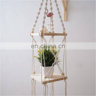 Macrame Plant Hanger, Macrame Wood Shelf, Hanging Shelves photo-3
