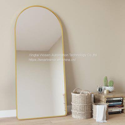 Arched Aluminum Frame Full Body Mirror Household Floor Mirror Light Luxury Thin Clothing Store Fitting Mirror photo-3