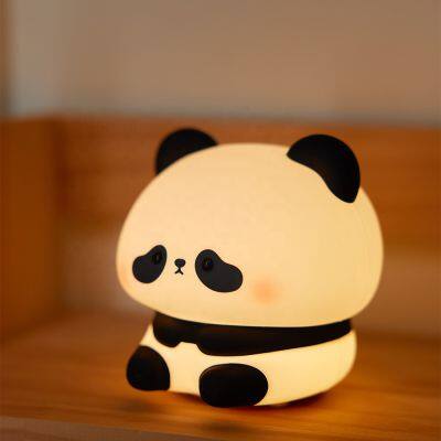 EGOGO Rechargeable LED Touch Panda Night Light Lovely USB Animal Bed Lamp for Kids' Room Mini Silicon Night Light for Home Use