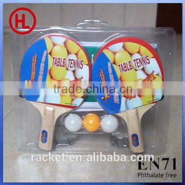 promotional desktop poplar wooden ping pong table tennis racket set with 3 table tennis balls wholesale