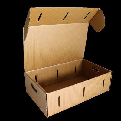 Wax Coated Cardboard Waterproof UV-Covered Paper Box for Seafood Vegetables with Embossed Lettuce Carton Boxes