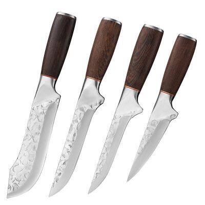 4 PCS high quality butcher knife set with full tang wooden Handle