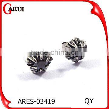 Black Stainless Steel Women Jewelry Flower Stud Earrings photo-5