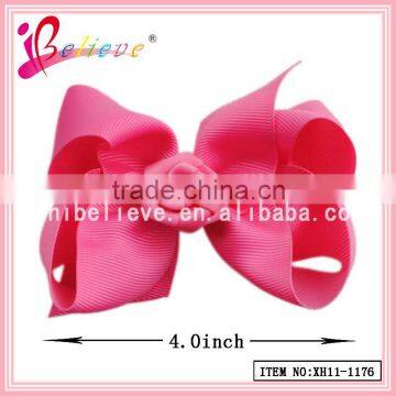 No fade no deformation high quality grograin baby boutique ribbon bow barrette clip (XH11-1176)