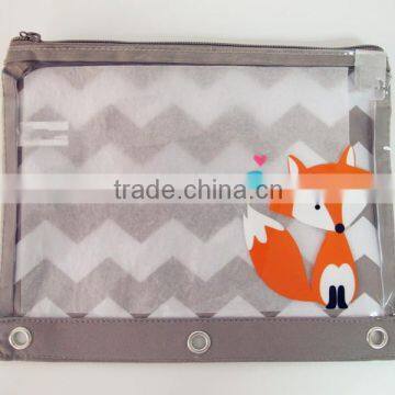 Osini Good competitive price cute 3-ring binder colour design PVC 600D Fabric zipper pencil pouch binder pouch