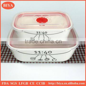 kids lunch box food storage ceramic cute porcelain lunch container with seal silicone lid microwave safe bento