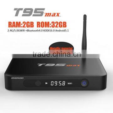 T95MAX 1000M network kodi 16.0 2G ROM 16G RAM miracast android5.1 tv box with wifi antenna