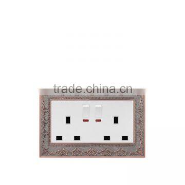 electrical wall 6 pin socket US 2 gang switch and 13A socket with indicator