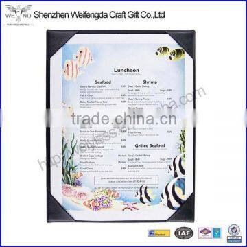 Hardcover Design Restaurant Synthetic Leather Single Panel Menu Covers