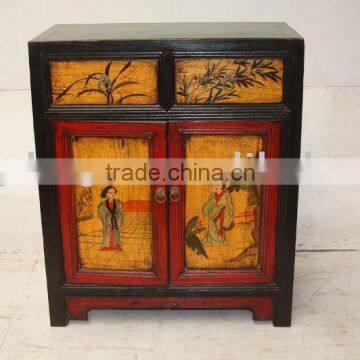 antique Chinese hand painted night stand