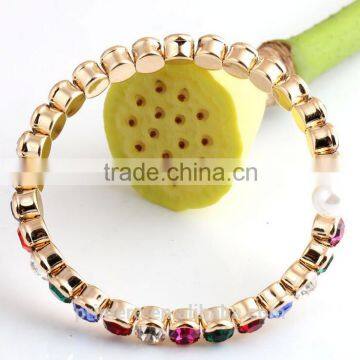 New Rose Gold Plated Colourful Diamond Austria Rhinestone Pearl Bangle Bracelet photo-3
