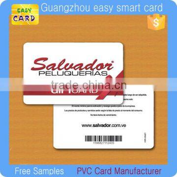 Higt quanlity PVC gift card with barcode