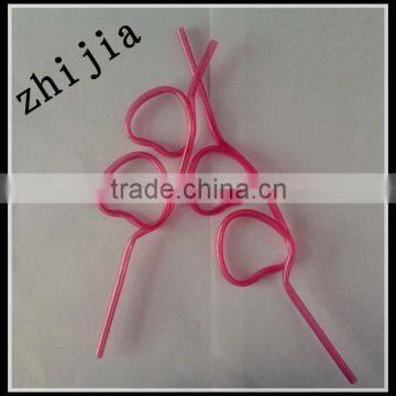 Eco-friendly heart shape plastic drinking straws for party