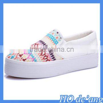 Hogift 2016 hot selling women canvas shoes white casual girls shoes wholesale MHo-182