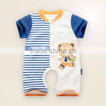 wholesale 100% cotton new fashion bright color short sleeve baby rompers