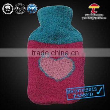 2000ml knitted hot water bottle cover heart beats