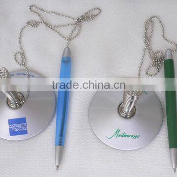 Metal Spring Based Table Pen With Chain for Promotion