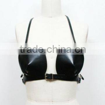 Black Leather Bullet Bra high quality