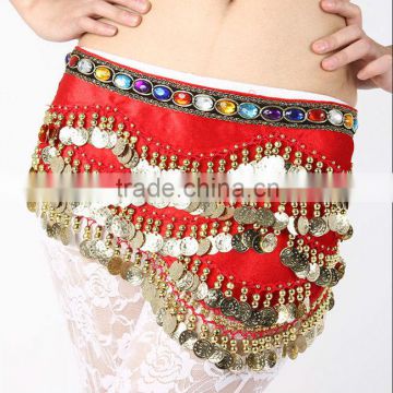 5 Layers Golden Coins chiffon belly dance waist hip belt