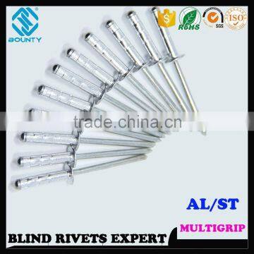 HIGH QUALITY FACTORY DOME HEAD AL/ST MULTI-GRIP BLIND POP RIVETS photo-2