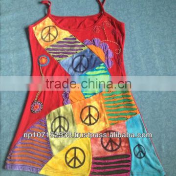 cotton jersey patch dress jersey cutout with block print peace sign dress price 560rs $6.82