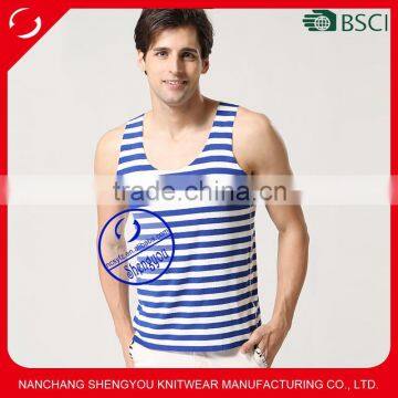 2015 fashion men 100%cotton yarn dyed bodybuilding men sports tank top