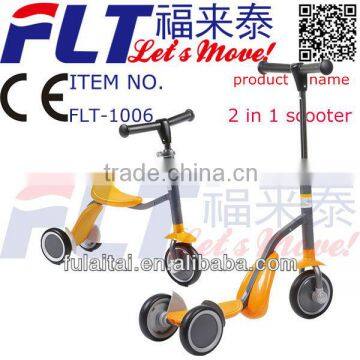 2013 CE approved best selling 2 in 1 strong steel scooter FLT-1006 manual kids scooter for sale