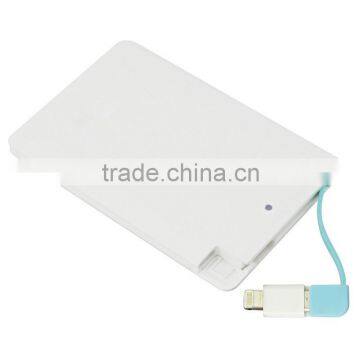 Easy Carry Promotional Gift Ultra Thin 2500mAh Credit Card Power Bank With Built in Micro Usb Cable and i Phone Adapator photo-6