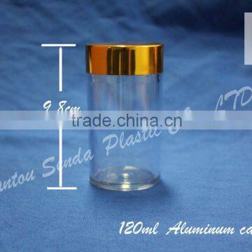 aluminium cap bottle, aluminium plastic cap bottle, 120ml plastic medicine bottles with aluminium cap