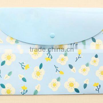 Flower printing PVC A4 document bag with snap china supplier
