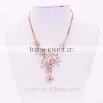 2016 Trendy Flower Pendant Necklace with Crystal Rhinestone Zircon Stone 18K Gold Plated Jewelry Valentine's Day Gift GJ-109