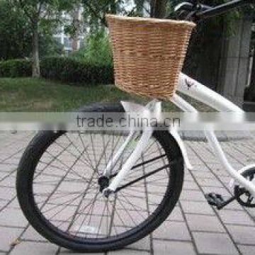 Fashionable and red wine color Wicker shopping girl Bike Basket for shopping