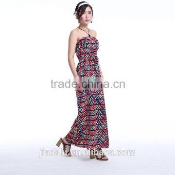 2016 off Shoulder Printed Sweetheart Neck Backless Sexy Long Women Dress With Fashion Style photo-4