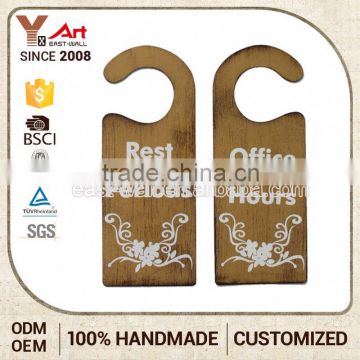 cheapest OEM production art work craft hotel room door sign hanger with bell