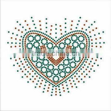 heart style hot fix motif rhinestone heat transfer