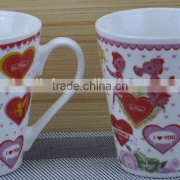 11OZ happy Valentine's Day fully decal printed coffee cups, shiny surface new bone china mug, KL5002-354