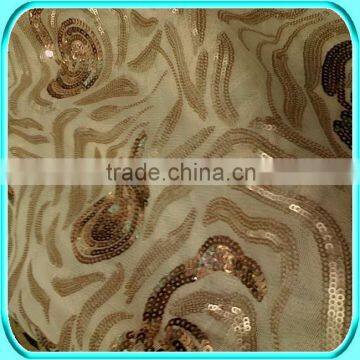 TULLE EMBROIDERY SEQUIN FABRIC GOLD