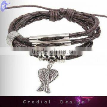 2013 Vintage Design Fashion Bracelet Hand-knitted Bracelet Leather Bracelet With Metal Pendant For Gift