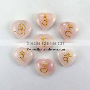 Rose Quartz Heart Sanskrit Chakra Set