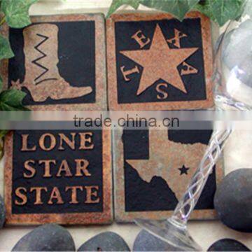 All kinds of theme natural rusty color slate coaster