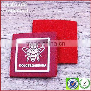 Red with white rubber butterfly heat printing fire resistant microfiber label