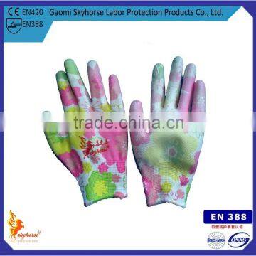 Household Cleaning Colourful PU Coated Gloves