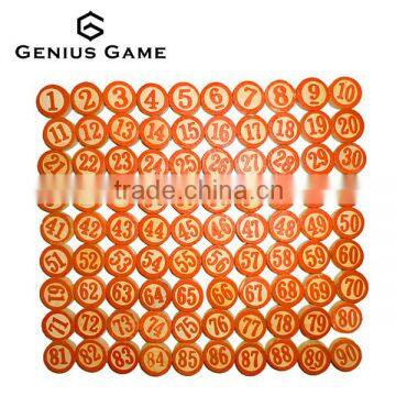 Wooden 90 number bingo chips