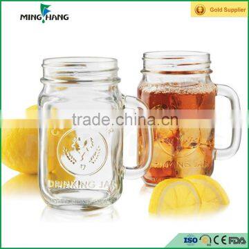empty round glass mason jar juice mug with screw cap