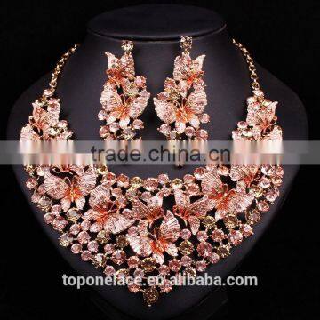 18 kg Gold Plated Bridal Wedding Jewelry Set Crystal Bead Necklace and Earrings With Rhinestone African Jewelry Sets photo-5