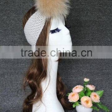Colourful Genuine Big Raccoon Fur Pompom Women Makeup Headband photo-2