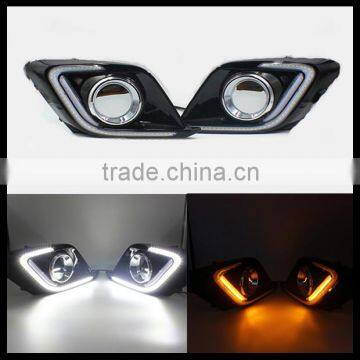 car led fog day lamp cover with yellow turn signal light drl led daytime running light for mazda 3 axela