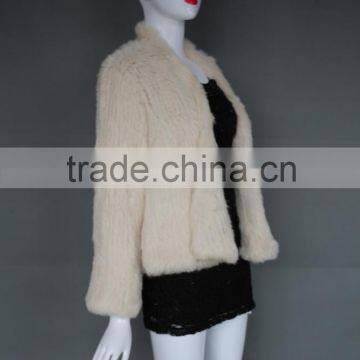 Women's Fashion Oversize Knitted Rabbit Fur Short Coat Ladies Winter Fur Coat